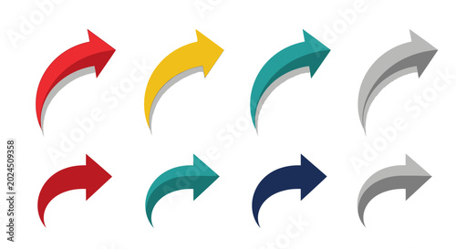 Colorful Curved Arrows Set for Growth and Redirection
