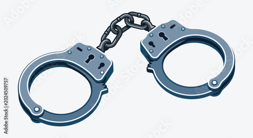 Foto Handcuffs with chain isolated vector illustration