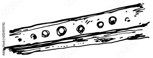 Photos Steel structural beam with circular holes in black ink sketch style