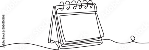 Slika na platnu Loose-leaf calendar in one continuous line art vector illustration