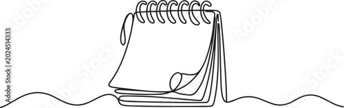 Fotografía Loose-leaf calendar in one continuous line art vector illustration