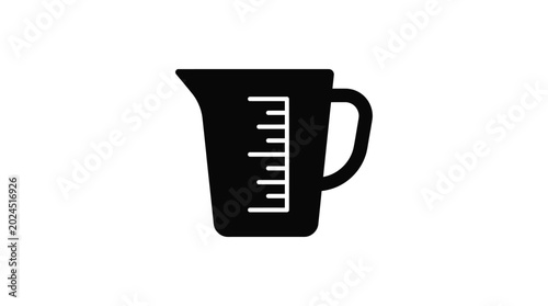 Quadro su tela Measuring cup icon black silhouette on white background