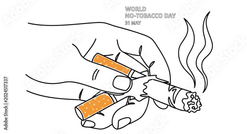 Quadro su tela hand crushing cigarette with world no tobacco day text high quality