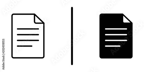 Tableau sur toile Text document page outline and glyph icon set isolated on white background