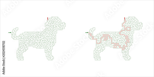 A simple Dog maze illustration for puzzles and games  