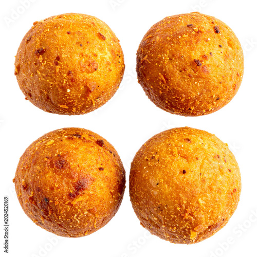 four round fried cheese bread balls.