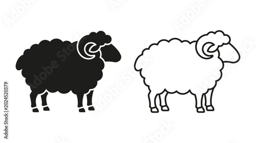 Foto sheep silhouettes black and white outline drawing