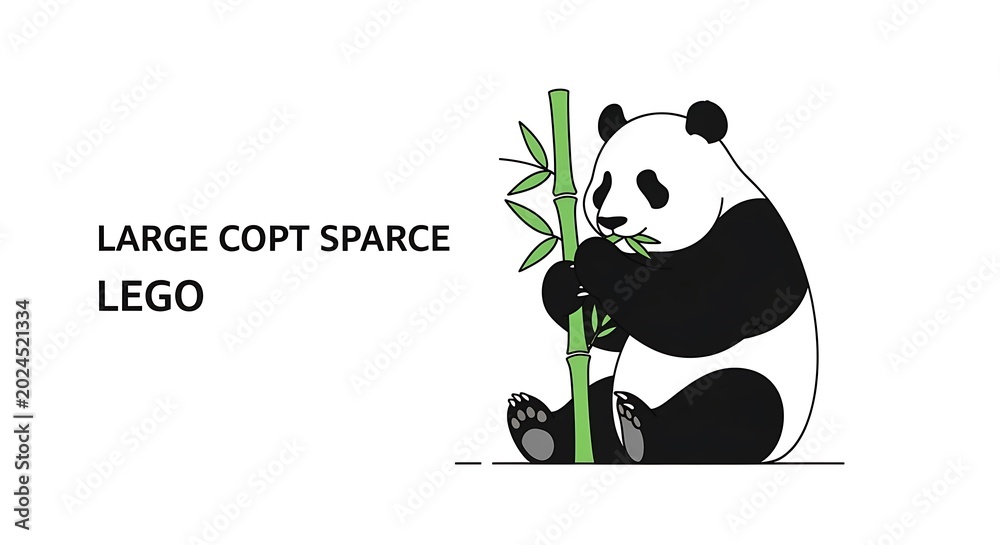Fototapeta premium Lego panda bear holding bamboo stick.