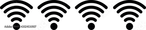 Photos Wireless wifi signal icon set with black radio wave symbols for internet connect