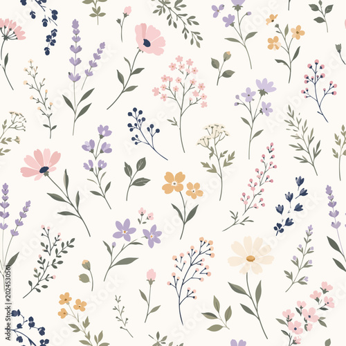 Minimalist_Hand_Drawn_Wildflower_Botanical_Pastel_Garden_Seamless_Pattern