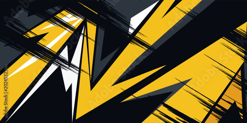 Abstract Car decal design vector. Graphic abstract grey yellow stripe racing background