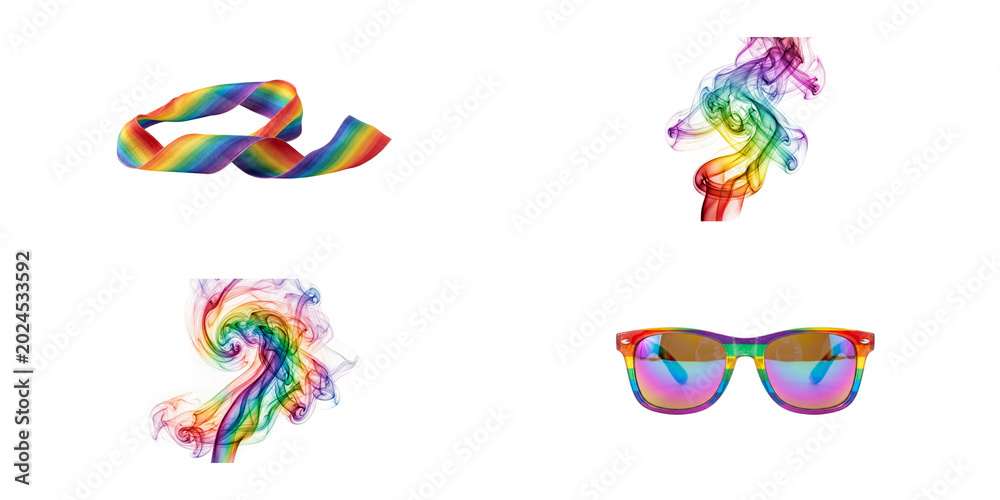 Fototapeta premium Thermal imaging rainbow glasses and isolated on white background, png transparent set, bundle collection, products festive celebration, event festival 2026, 2027 2028 download