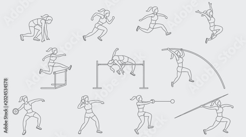 Canvastavla Athletic women line drawings depicting various track and field events