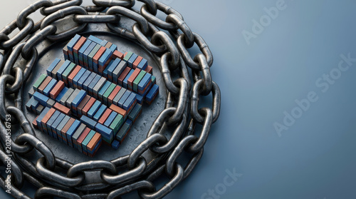 Container Chain Supply Cargo Resilience Security Logistics Transportation Protection Freight Metal Industrial Safety Network Connection Shipping Load Heavy Warehouse Distribution Storage Delivery