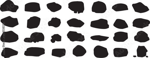 Collection of black stone shapes on white background
