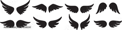 Black angel wings icon set
