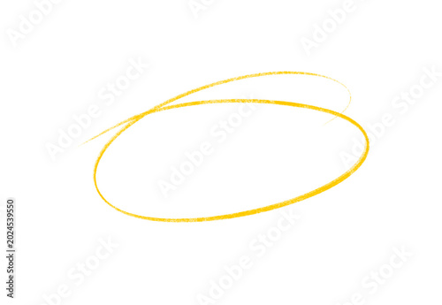 Yellow hand drawn oval highlighter circle stroke