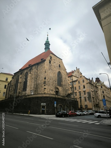 Prague Czech Republic - October 26 2024: Church urban street