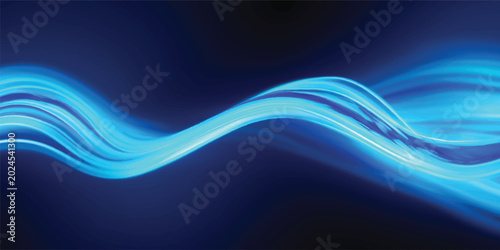 Quadro su tela Flowing blue light wave abstract background with light effect digital art abstra