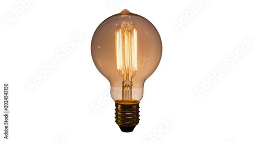 Cuadro en lienzo Isolated retro incandescent lamp emitting warm light, classic antique lighting s