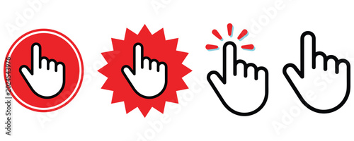 Bild auf Leinwand Computer mouse clicker icons with hand cursor and pointer silhouettes