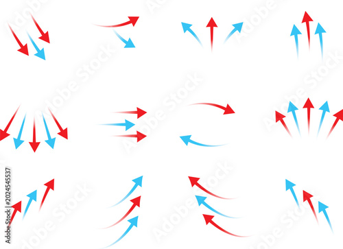 Hot and Cold arrow wave Circulation Icons arrow move Red and Blue Arrow Motion Set Vector Illustration for Direction, Flow and Navigation Design