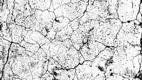 Canvastavla Cracked earth surface with black lines and white background for texture design d