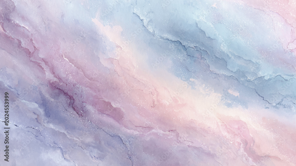 Obraz premium Pastel colored abstract watercolor background with soft pink blue and purple hues and sparkles