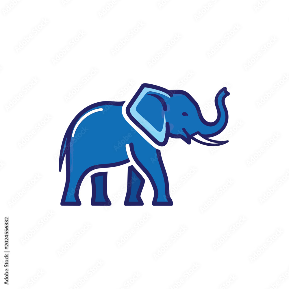 Obraz premium Minimalist Blue Elephant Icon Vector Illustration.