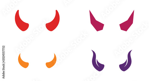 Foto horn shapes set of colorful vector illustrations on white background