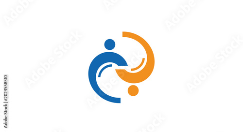 Abstract Human Figures Interacting in a Dynamic Circular Design.