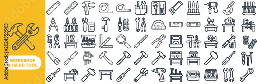 Foto Workbench and Hand Tool outline icon set