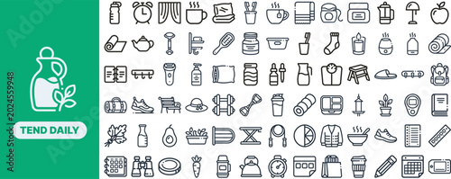 Tableau sur toile Daily Skincare and Wellness outline icon set