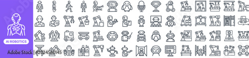 Canvas Print AI Robotics and Smart Automation outline icon set