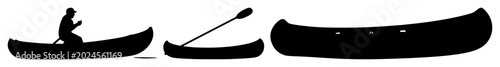 Valokuva Raft set with black silhouette against white background featuring minimalist, li