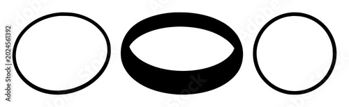 Slika na platnu Hula hoop set with bold black silhouette centered on white background featuring