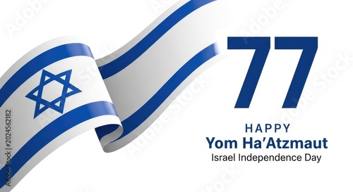 Israel independence day 77th anniversary celebration with national flag