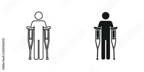 Εκτύπωση καμβά Person with crutches icon representing injury recovery or disability, presented