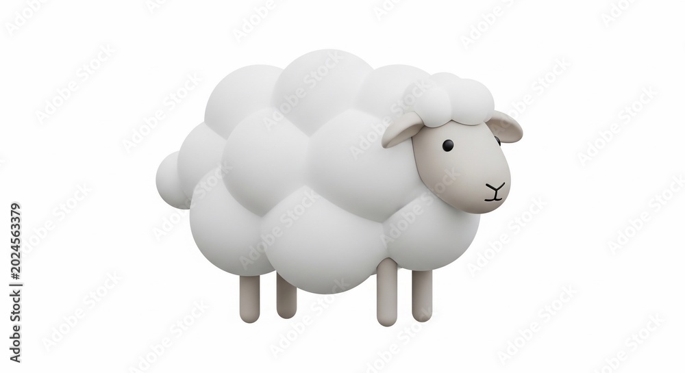 Obraz premium Cute white fluffy sheep toy figure.