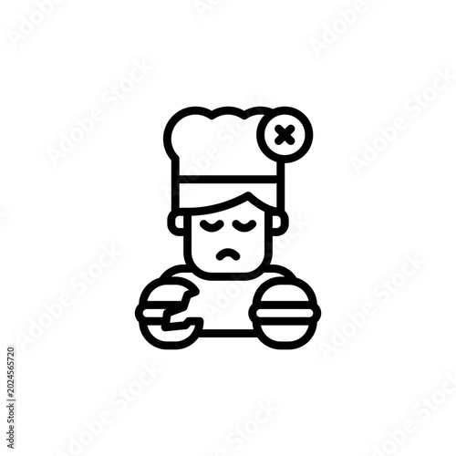 Difficult to learn to cook outline icon and illustration