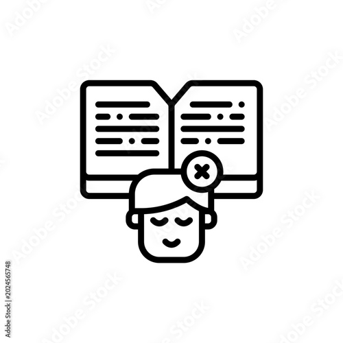 Misreading Misinterpretation outline icon and illustration