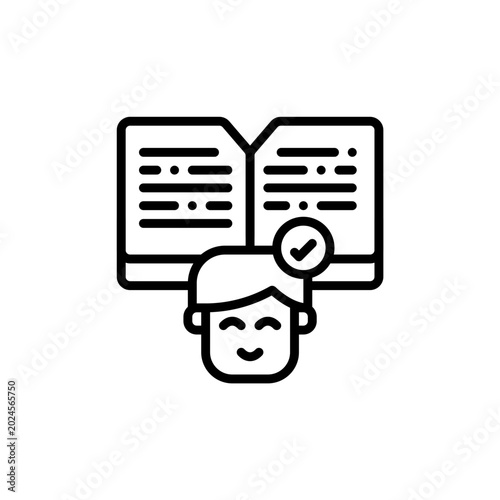 Finished reading outline icon and illustration