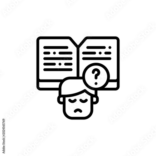 Interest in reading outline icon and illustration