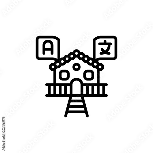 home translator outline icon and illustration