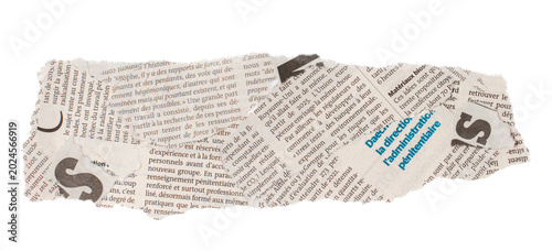 Cuadro en lienzo Torn newspaper clipping with French text