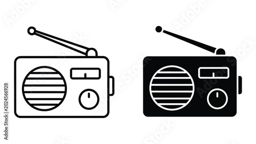 Tableau sur toile Vintage portable radio with antenna on two different color styles