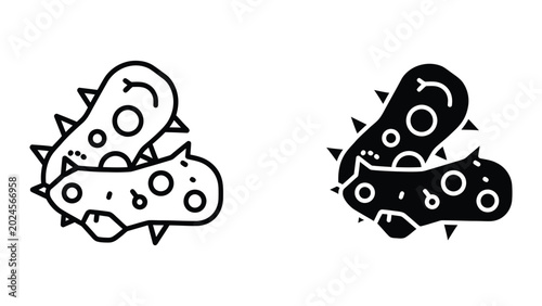 Foto Black and white spiky cell cluster illustration