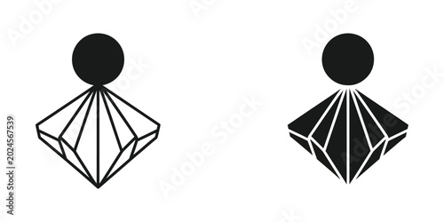 Konstfotografi Abstract geometric earring or pendant icon in black outline and solid fill with