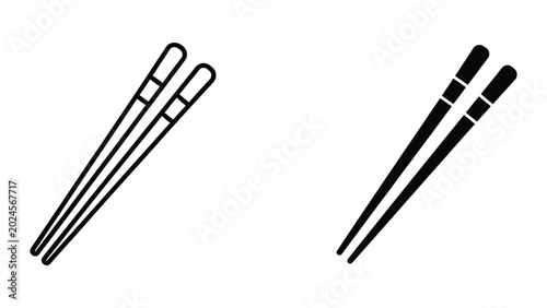 Pair of black and white chopsticks with rubber tips