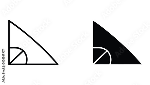 Photos Right triangle with inscribed quarter circle diagram